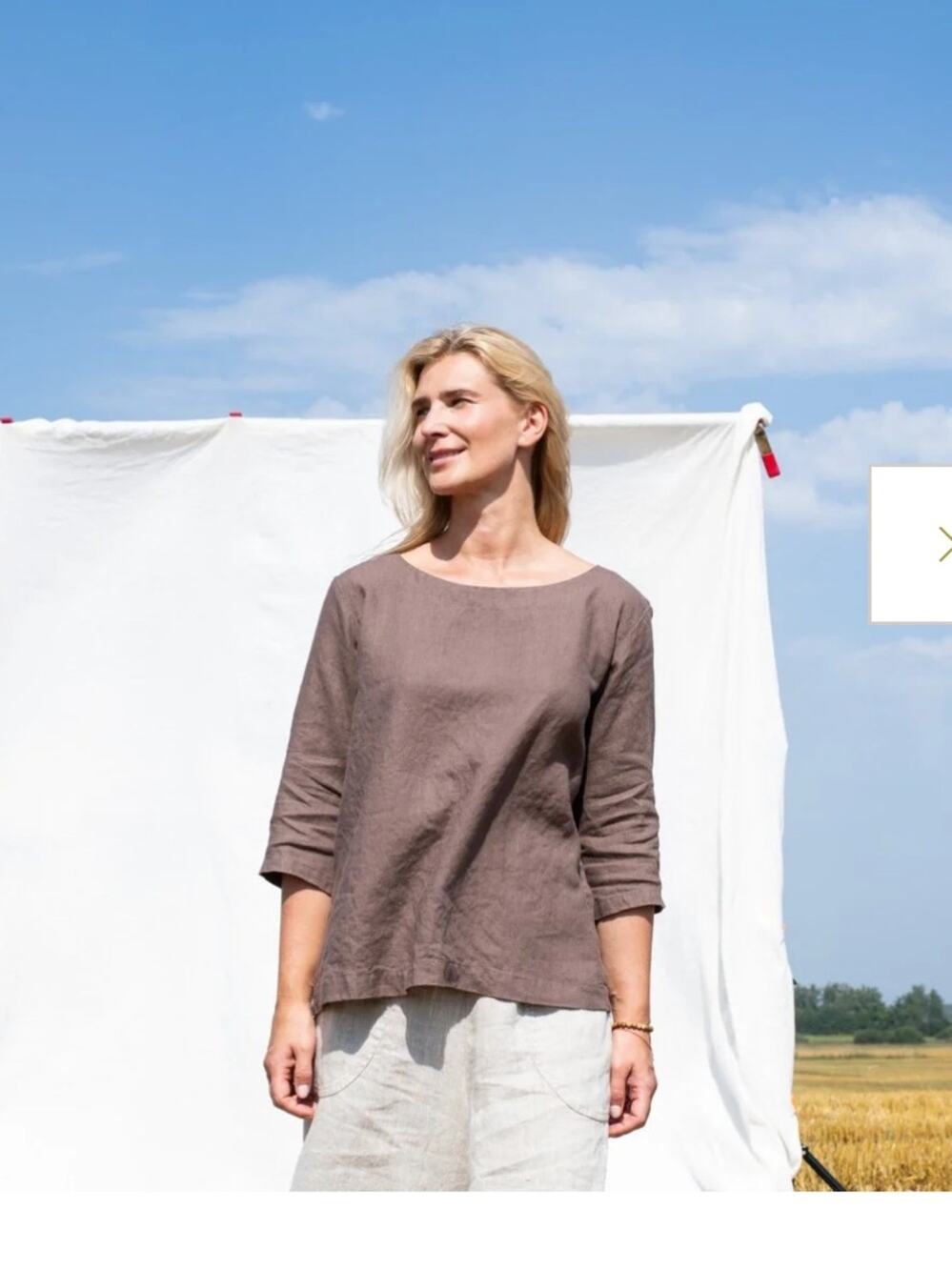 Colette Linen Blend Top Green Large